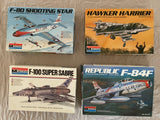 Monogram 4 classic jets in 1/48 scale F-84F, F-100, F-80, Hawker Harrier lot