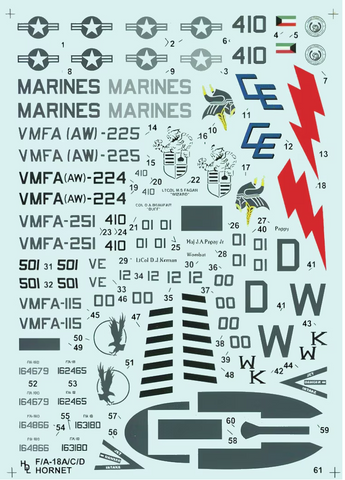 Hi-Decal Line 1/72 decal set for F-18 A/C/D Hornet - 72-023