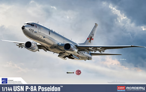 Academy 1/144 Scale USN P-8A Poseidon aircraft kit - #12635