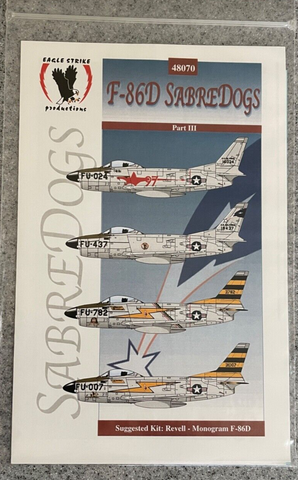 Eagle Strike Decals 1:48 #48070 F-86 D Sabre Dog Monogram, Revell, ProModeler