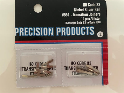 Atlas 551 HO Scale CODE-83 TRANSITION JOINERS 12pcs per pack, 2 pks incl