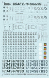TwoBobs 1/48 scale F-16A/B/C/D Stencil Data decal sheet - 48-083