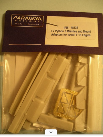 Paragon Designs1/48 resin F-15 2 x Python 3 Missiles & Mount Adaptors - 48135
