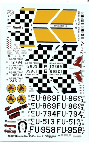 Warbird 1/48 scale Korean War F-86 Pt.2 decals for Academy or Mono - 48-027