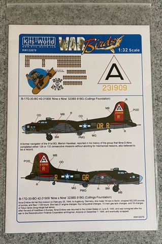 1:32 Kits World Decals KW132079 B-17 Flying Fortress for HK Models