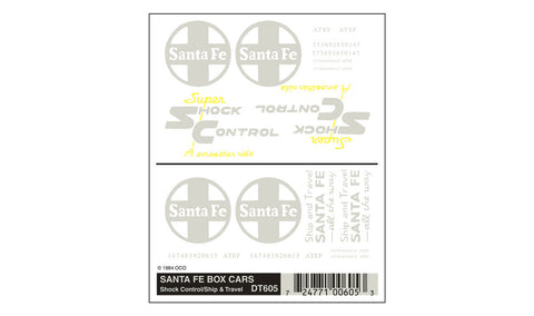 Santa Fe Box Cars Heralds & Signs DT605 - Woodland Scenics Dry Transfers
