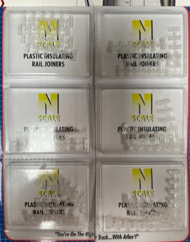 Atlas #2538 N Scale CODE 80 Plastic Insulating Rail Joiners - 6 blister packs