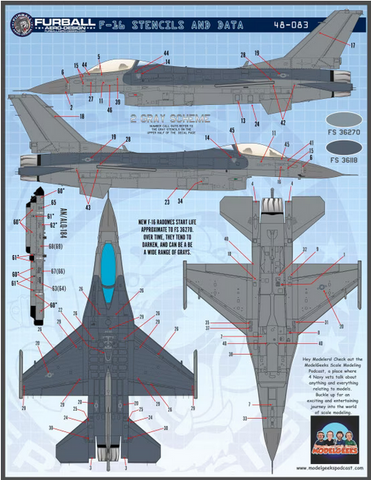 Furball 1/48 decals F-16 Stencils (late) - 48-083