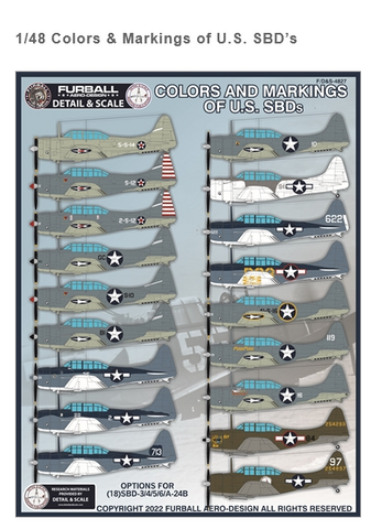 Furball Aero-Design 1/48 decals Colors & Markings of U.S. SBD’s - FDS-4827