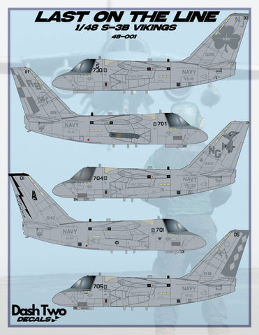 Dash Two 1/48 decals 48-001 Last on the Line S-3B Vikings for AMT/ERTL/Italeri
