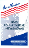 Aeromaster 1/48 scale US Navy/Marine F-4 Phantom Stencils decal sheet - 148-027