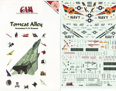 CAM 1/72 scale Decals Tomcat Alley Grumman F-14 Tomcat VF-31, VF-2 - 72-002