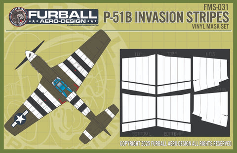 Furball 1/48 scale P-51B Invasion Stripes Vinyl Paint Masks FMS-031