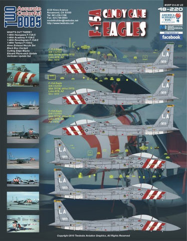 TwoBobs 1/48 scale F-15A Candy Cane Eagles decal sheet - 48-220