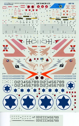 IsraDecal 1/72 scale IAF F-16C/D Block 30 & 40 decals
