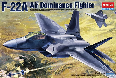 Academy 1/48 Scale F-22A Raptor Air Dominance Fighter w/Cartograf Decals -12212