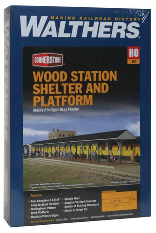 Walthers 933-33188 HO Wood Station Shelter & Platform plastic assembly kit