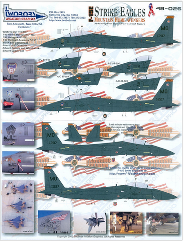 TwoBobs 1/48 scale decals F-5E Strike Eagles Mountain Home Avengers - 48-026