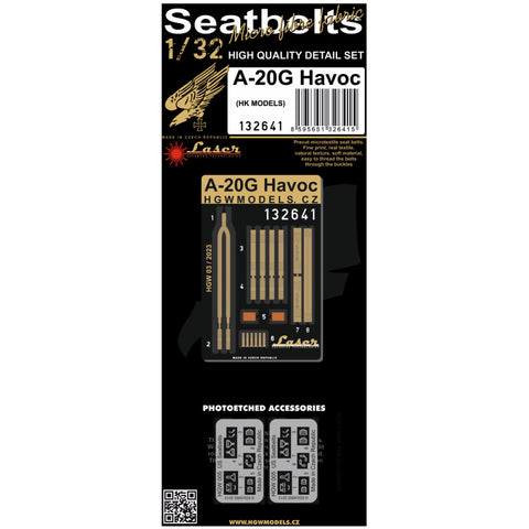 HGW 1/32 scale A-20G Havoc aircraft textile seatbelts - 132641