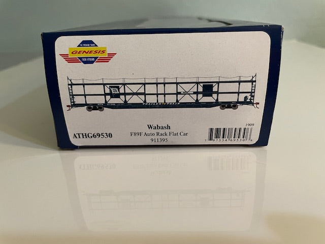 ATHEARN ATHG69530 HO Scale F89F Auto Rack Flat Car Wabash #911395 ATHEARN ATHG69530 HO Scale F89F Auto Rack Flat Car Wabash #911395