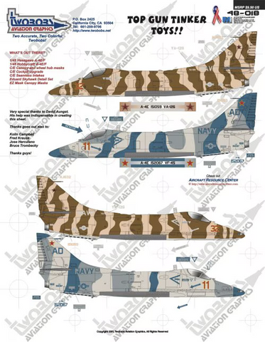 TwoBobs 1/48 scale decals for A-4E/F - Top Gun Tinker Toys - 48-018