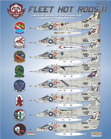 Bullseye Model Aviation 1/48 Decals A-4C Skyhawk 'Fleet Hot Rods II for Hasegawa - 48016