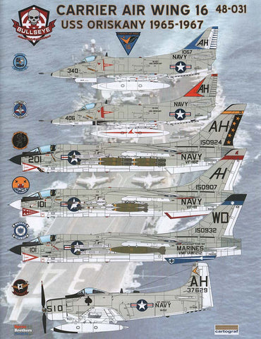 Bullseye 1/48 Decals 48031 - A-4s & F-8s Carrier Air Wing 16 USS Oriskany 1965-67