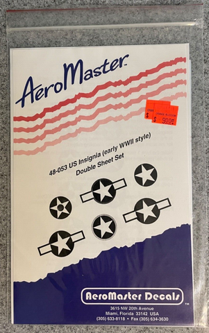Aeromaster Decals 1/48 US Insignia Stars and Bars for Hasegawa, Tamiya, 48-053