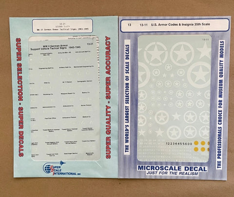 Super Scale Microscale Decals 1/35 German Signs & US Armor codes ets 13-11/21