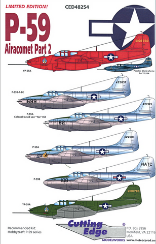 Cutting Edge 1:48 scale P-59 Airacomet Part 2 decal sheet - CED48254