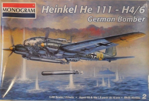 Monogram 1/48 scale Heinkel He 111 H4/6 German Bomber aircraft kit - 85-5522