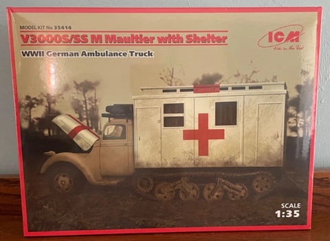 ICM 1/35 V3000S/SS M Maultier with Shelter WWII German Ambulance Truck #35414