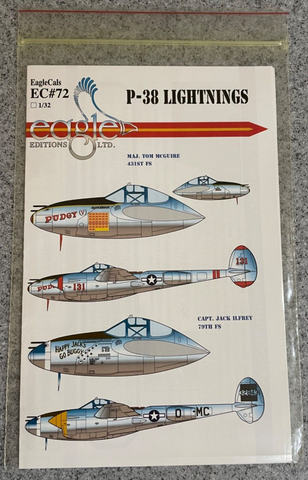EagleCals Decals 1:32 #EC72 P-38 Lightning for Revell or Trumpeter
