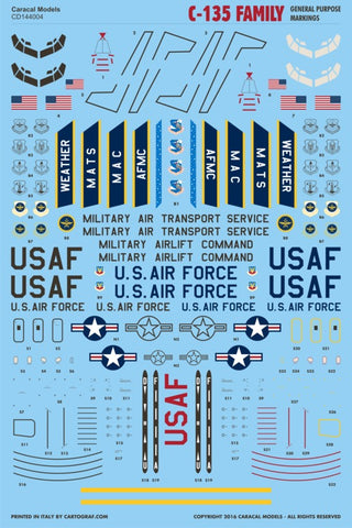 Caracal 1/144 decal CD144004 C-135 Fam. Gen. Purpose Markings for Minicraft kits
