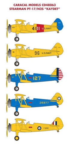 Caracal 1/48 decal Stearman PT-17/N2S Kaydet - CD48063 for Revell