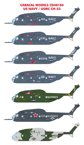 Caracal 1/48 decal CD48184 - Navy & Marines CH-53 for Revell
