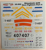Lifelike 1/48 decals Mitsubishi A6M Zero Fighters Part 6 - 48-066