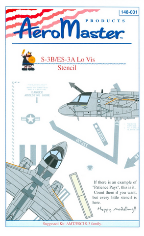 Aeromaster 1/48 scale S-3B/ES-3A Lo Vis Stencil decal sheet - 148-031