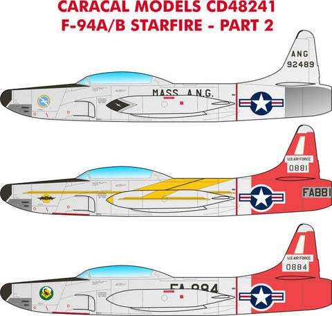 Caracal 1/48 decals F-94A/B Starfire Pt 2 for Hobbycraft kit - CD48241