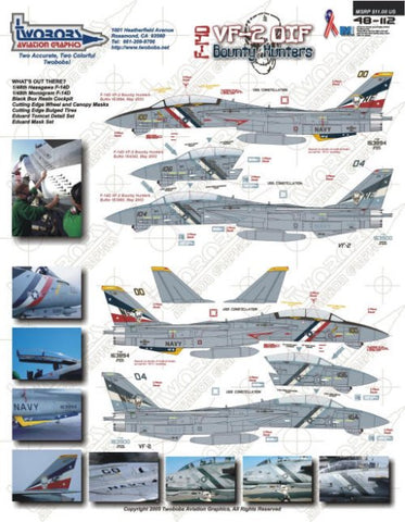 TwoBobs 1/48 scale F-14D VF-2 OIF Bounty Hunters decal sheet - 48-112