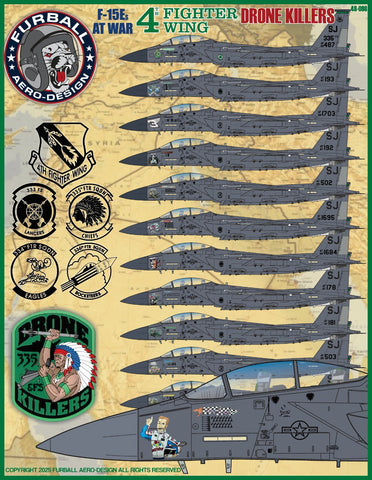 Furball 1/48 decals F-15E AT War 4th Fighter Wing Drone Killers - 48-098