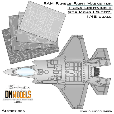DN Models 1/48 Scale RAM Panels Paint Masks F-35A Lightning II Meng 48/827035
