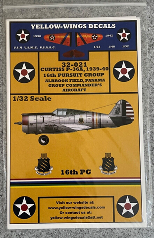 1:32 Yellow Wings Decals 32-021 Curtiss P-36A for Special Hobby, Azur, etc