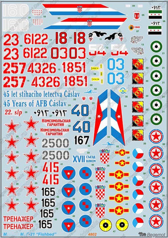 Begemot 1/48 decals for MiG-21 Fishbed - 48-002