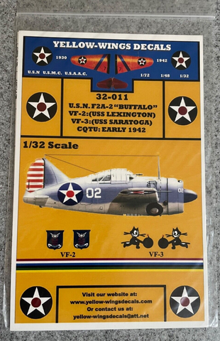 1:32 Yellow Wings Decals 32-011 F2A-2 Buffalo for Special Hobby, Azur, etc