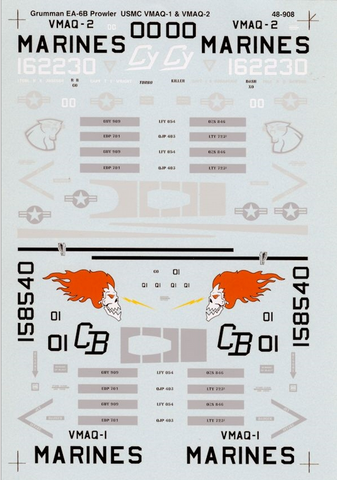 SuperScale 1:48 Decals EA-6B Prowlers USMC VMAQ-1 & VMAQ-2 - 48-908