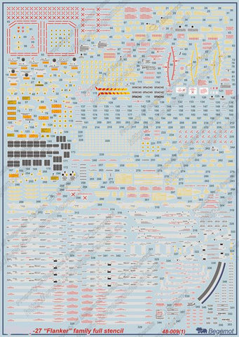 Begemot 1/48 decals for Su-27 Flanker family full stencil - 48-009