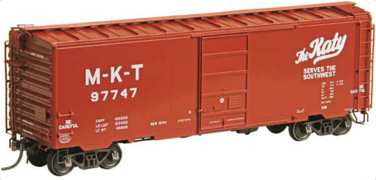 Kadee HO scale 4523 - PS-1 40' Boxcar 6' Door - Missouri-Kansas-Texas rd#97747 Kadee HO scale 4523 - PS-1 40' Boxcar 6' Door - Missouri-Kansas-Texas rd#97747