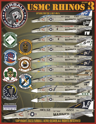 Furball 1/48 decals for F-4J/N USMC Rhinos - Part III 48-089