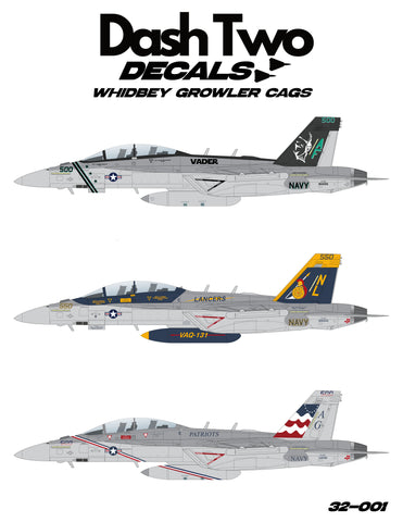 Dash Two 1/32 decals 32-001 Whidbey Growler CAGS E/A-18G Growlers for Trumpeter